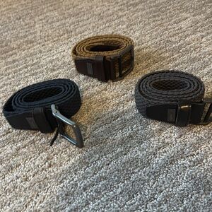 3 Nike Men's G-Flex Woven Stretch golf belt. Size L. Navy, brown, dk grey